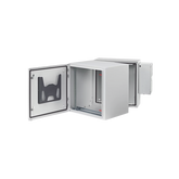 Gabinete Industrial ProTek de Puerta Sólida, Con Aire Acondicionado de 2000 BTU, Protección NEMA Tipo 4/12/4X; IP66; IK10, Abatible, Fabricado en Acero, 12 UR, Color Gris Claro